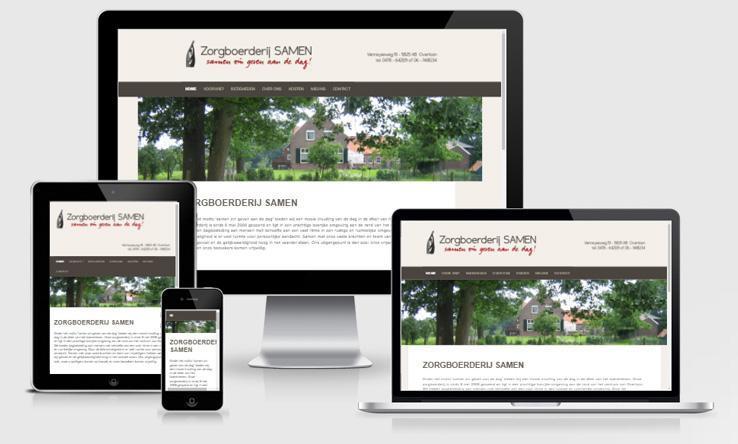 Website zorgboerderijsamen.nl weergegeven op verschillende devices.