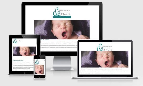 Website prematuurenthuis.nl weergegeven op verschillende devices.